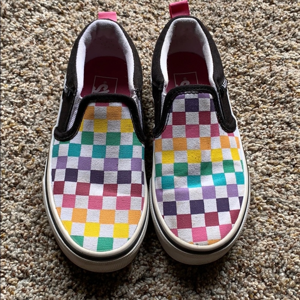 Vans rainbow checkered size 12 girls shoes